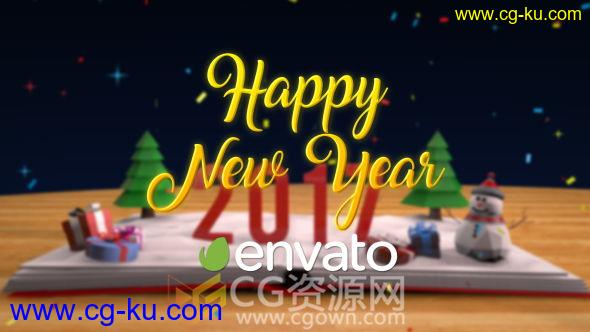 4K分辨率3D翻书图形设计圣诞节日新年片头开场动画 AE模板的图片1