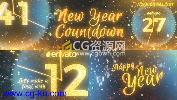 2017新年庆祝圣诞节时钟最后一分钟倒计时动画烟花祝福视频 AE模板的图片1