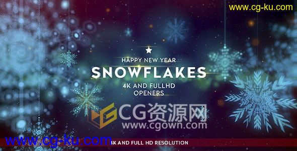 4K分辨率圣诞节日新年庆典高科技设计雪花元素片头 AE模板的图片1