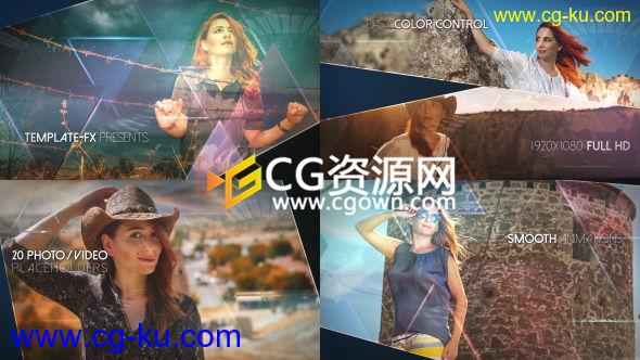 AE模板抽象三角图形水晶玻璃反折射转场动画时尚宣传视频 免费下载的图片1