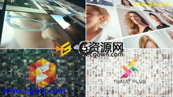 AE模板大量照片视频墙演绎三维标志片头电影院新闻摄影 免费下载的图片1