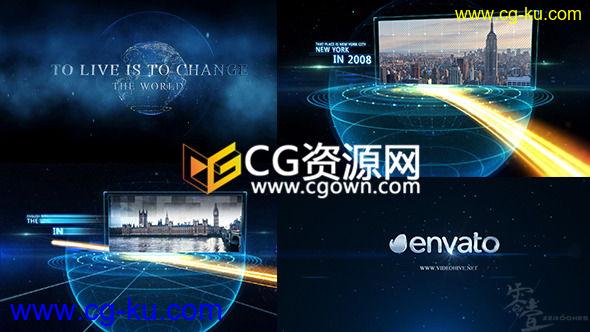 AE模板地球轨迹线粒子企业发展宣传片头动画制作工程 免费下载的图片1