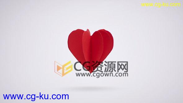 AE模板照片纸张折叠爱心放入信封寄出婚庆贺卡情人节视频 免费下载的图片1
