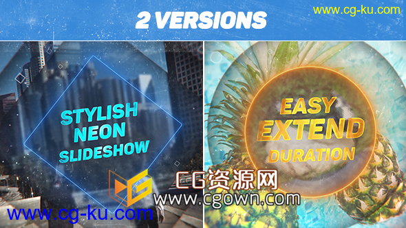 AE模板时尚创意霓虹层层图形遮罩图文视频片头动画效果 免费下载的图片1