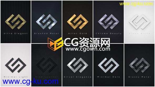 AE模板3D金属拉丝标志高贵LOGO片头动画制作工程 免费下载的图片1