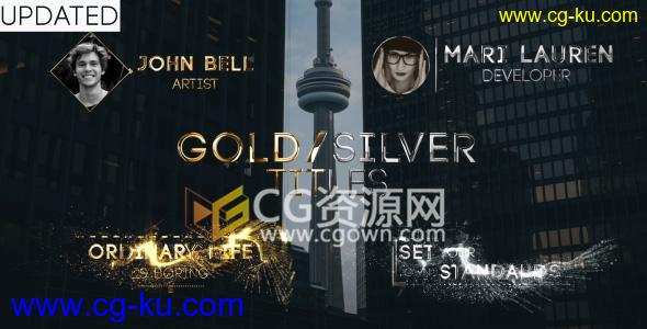 AE模板大气金色字幕条包装工程豪华婚礼文字标题动画 免费下载的图片1