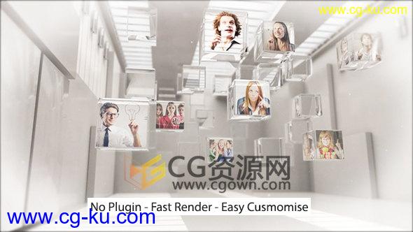 AE模板广告片头三维空间玻璃水晶方块图片标志LOGO动画 免费下载的图片1