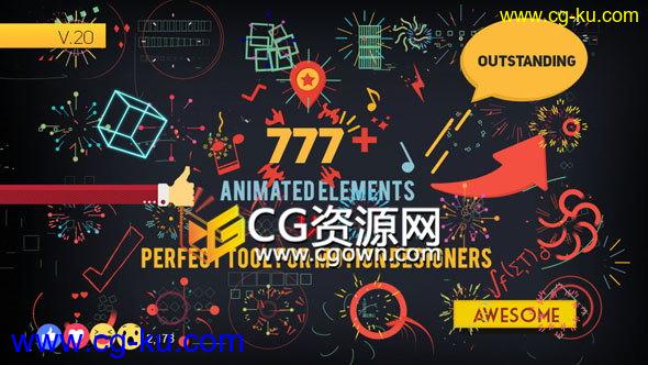 AE模板更新V18版777+组影片添加动态形状图层图形设计MG动画元素包的图片1