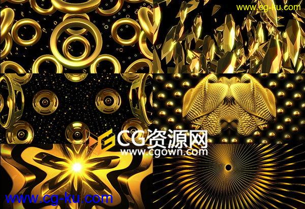VJ视频素材 20组金色材质三维物体空间旋转动画 1080P分辨率的图片1