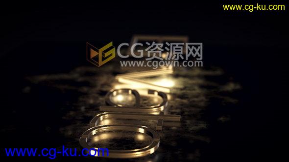 AE模板E3D制作豪华黄金金属标志三维LOGO片头动画效果 免费下载的图片1