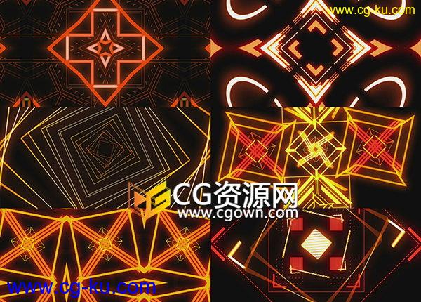 VJ素材 酒吧舞台背景VJ视频抽象动感光效线框空间旋转动画的图片1