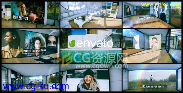 AE模板优雅环境广角展示房子室内图片展览视频动画 免费下载的图片1