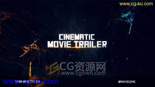 下载电影预告或游戏宣传片AE模板文本标题介绍动画视频的图片1
