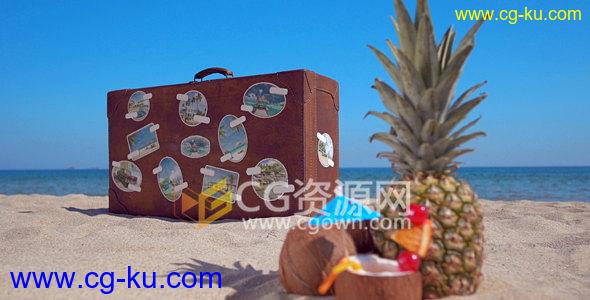 下载假期旅程视频制作AE模板复古旅行箱展示照片动画的图片1