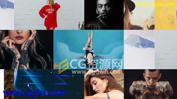 动态图片分屏拼贴动感明亮时尚开场视频AE模板的图片1