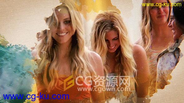 复古中国风油彩相册视频AE模板水墨晕开图文动态介绍制作的图片1