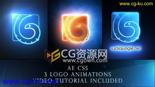 能量烟雾描边标志发光LOGO动画片头效果AE模板下载的图片1