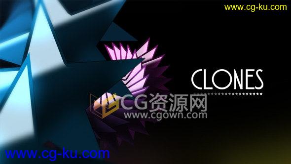 4K分辨率AE模板3D克隆动画标志路径运动克隆图形效果的图片1