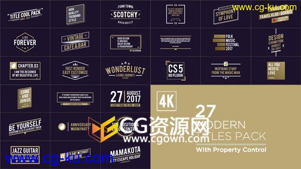 4K分辨率AE模板27种文字标题动画现代时髦字幕工程的图片1