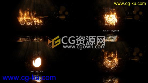 AE模板火焰燃烧文字标志片头烟雾火花灰尘特效效果的图片1