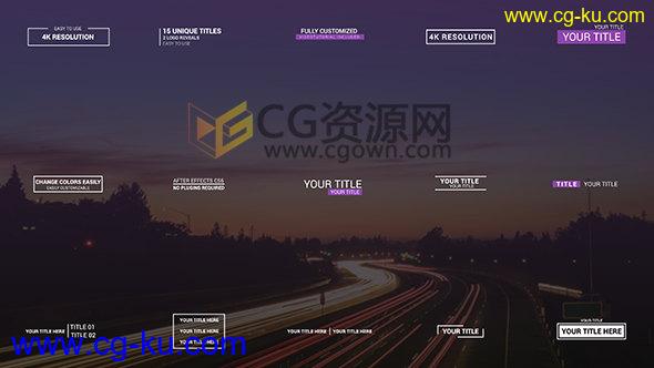15组文字字幕动画标题设计工程4K分辨率AE模板下载的图片1