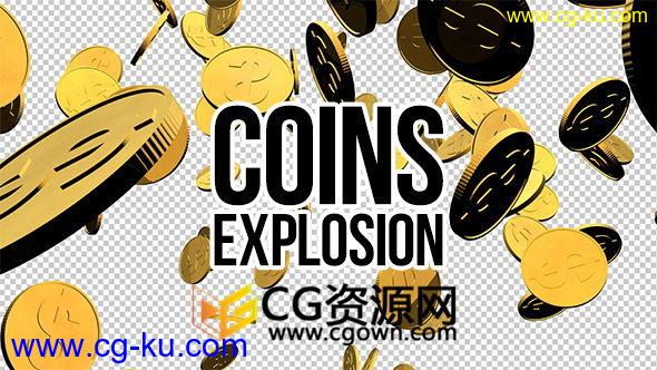 3D金币爆炸弹射出效果游戏硬币奖金胜利效果视频素材下载的图片1