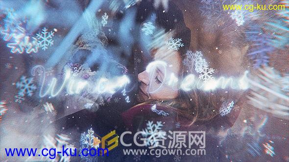 冬天雪花元素动画相册制作圣诞新年节日活动视频-AE模板的图片1