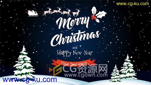 Christmas庆祝视频卡通公寓树雪花动画元素效果-AE模板下载的图片1