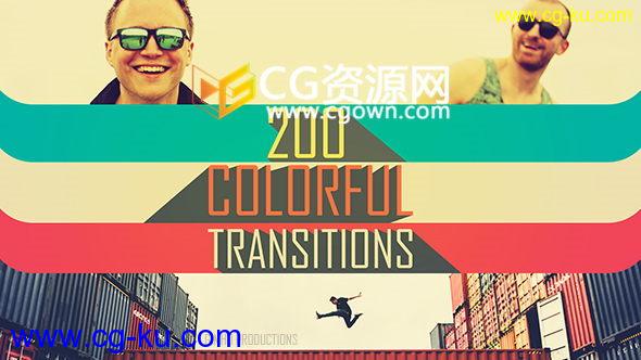 200组图形动画遮罩转场效果Transitions工程-AE模板下载的图片1