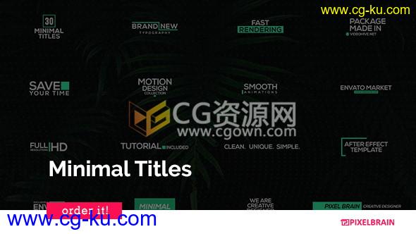 30组简洁文字标题动画Titles字幕设计工程-AE模板下载的图片1