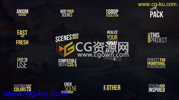 30组简洁文字排版动画字幕Typography工程-AE模板的图片1