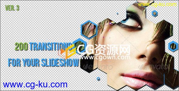 200种幻灯片视频转场效果各种图形分割动画-AE模板下载的图片1