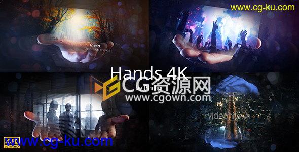 4K分辨率实拍手持拖照片高科技感全息手势动画合成视频-AE模板的图片1
