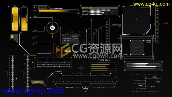 25种科技感HUD动画元素包括AI原文件MOV视频素材-AE模板的图片1