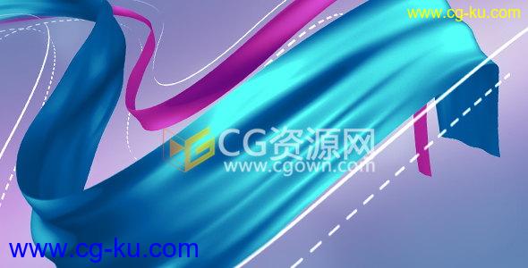 3D织物布丝绸线条条纹生长动画演绎LOGO标志片头-下载AE模板的图片1