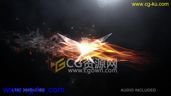 4K分辨率燃烧火焰火花金属标志LOGO片头动画效果-下载AE模板的图片1