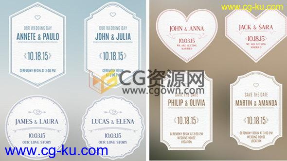 8组婚礼视频开场徽章标签动画设计工程文件-AE模板下载的图片1