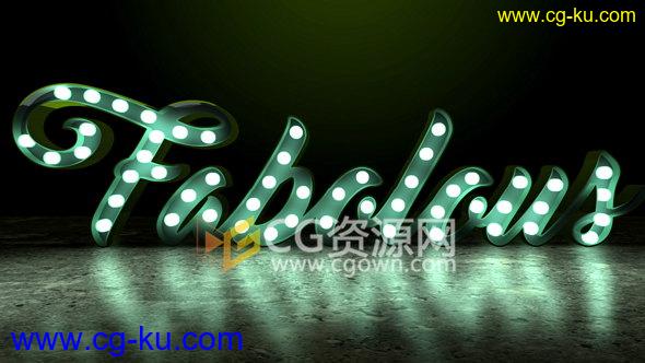 3D霓虹灯LED灯光闪闪照亮标志LOGO效果片头-AE模板下载的图片1