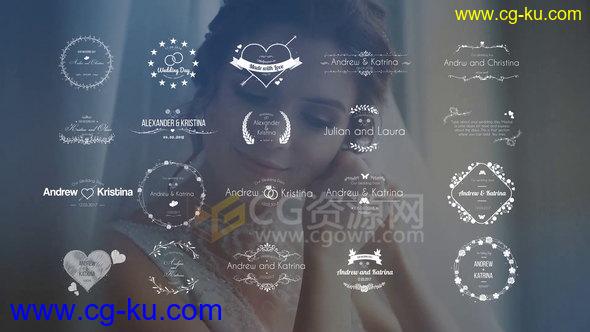 20组优雅婚礼视频文字标题徽章动画设计工程文件-下载AE模板的图片1