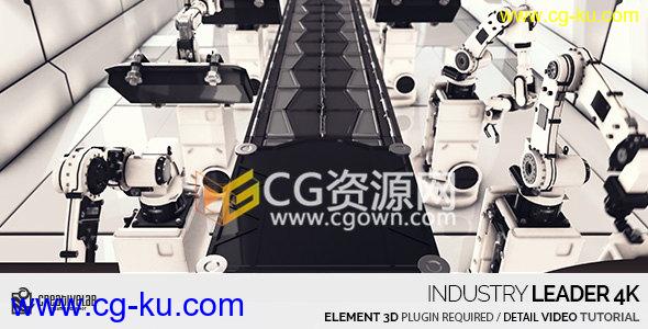 3D工业机械人臂激光焊接制作出标志LOGO动画4K-AE模板下载的图片1