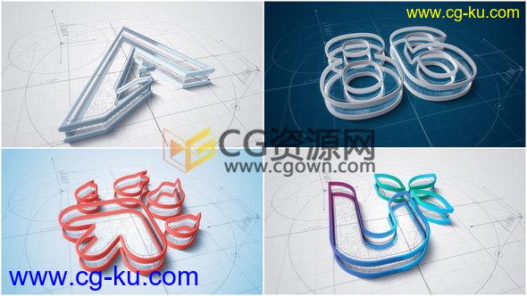 三维标志建筑施工企业蓝图LOGO挤压动画效果-AE模板下载的图片1
