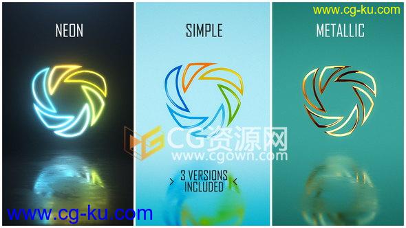 3种霓虹灯反射金属质感辉光LOGO片头动画效果制作-AE模板下载的图片1