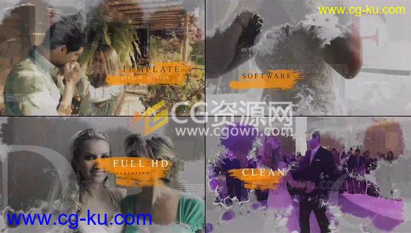 水墨滴落遮罩动画浪漫婚礼开幕录像视频包装制作-AE模板下载的图片1