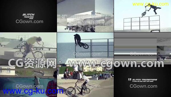 15组Glitch信号损坏数据失真错误故障干扰噪音像素特效转场-AE模板工程的图片1