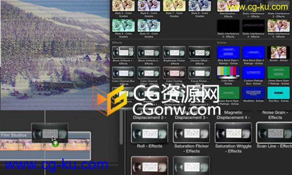 FCPX插件制作80年代录像机磁带噪点雪花干扰视觉特效动画效果的图片1