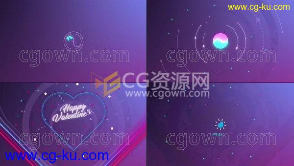 情人节浪漫视频片头动画光线心型元素效果-AE模板工程的图片1