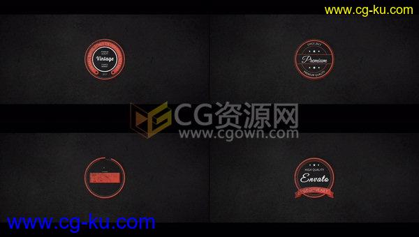 16组复古徽章字幕动画设计文字标题排版动态效果-AE模板下载的图片1
