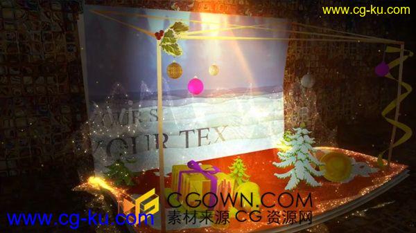 3D卡片书圣诞节假期新年快乐问候视频片头-AE模板下载的图片1