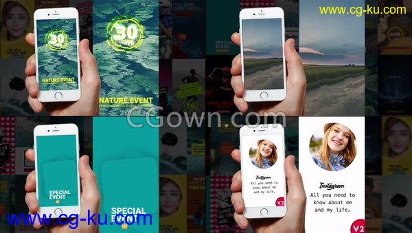 40组照片墙移动端上社交应用社交媒体故事广告动画视频-AE模板下载的图片1