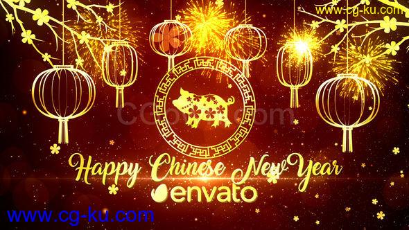 2019猪年春节灯笼喜庆视频祝贺新年新春片头动画-AE模板下载的图片1